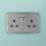Arlec  13A 2-Gang SP Switched Socket Stainless Steel  with Grey Inserts