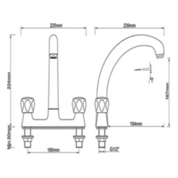 Deck Mounted Sink Mixer Kitchen Tap Chrome