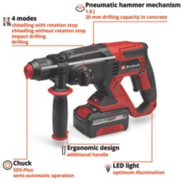 Einhell TE-HD 18/20 Li 3.35kg 18V 1 x 4.0Ah Li-Ion Power X-Change  Cordless SDS+ Drill