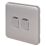 Schneider Electric Lisse Deco 10AX 2-Gang 2-Way Light Switch  Brushed Stainless Steel with White Inserts