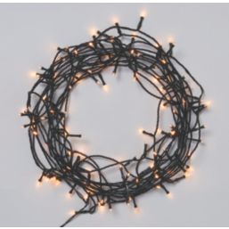 120  Battery LED Indoor & Outdoor Warm White String Christmas Lights with Green Cable