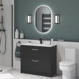Sensio Nebula Oval Illuminated Bathroom Mirror Black With 2496lm LED Light 1000mm x 600mm