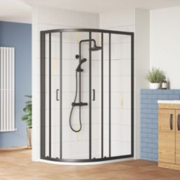 ETAL SMQU129BP-E6 Framed Offset Quadrant Shower Enclosure  Matt Black 1180mm x 880mm x 1900mm