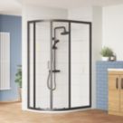 ETAL SMQU129BP-E6 Framed Offset Quadrant Shower Enclosure  Matt Black 1180mm x 880mm x 1900mm