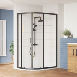 ETAL SMQU129BP-E6 Framed Offset Quadrant Shower Enclosure  Matt Black 1180mm x 880mm x 1900mm