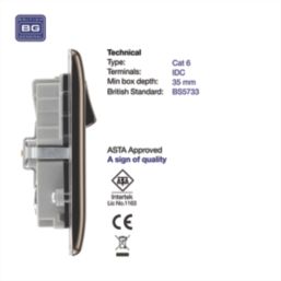 British General Nexus Metal 2-Gang Double RJ45 Ethernet Socket Black Nickel