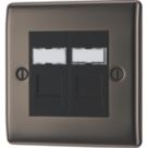 British General Nexus Metal 2-Gang Double RJ45 Ethernet Socket Black Nickel