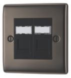 BG Evolve Satin Brass 1-fach RJ45 Cat6 Buchse – Mit Schwarzem Einsatz – UK Qualität