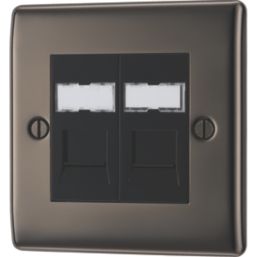 British General Nexus Metal 2-Gang Double RJ45 Ethernet Socket Black Nickel