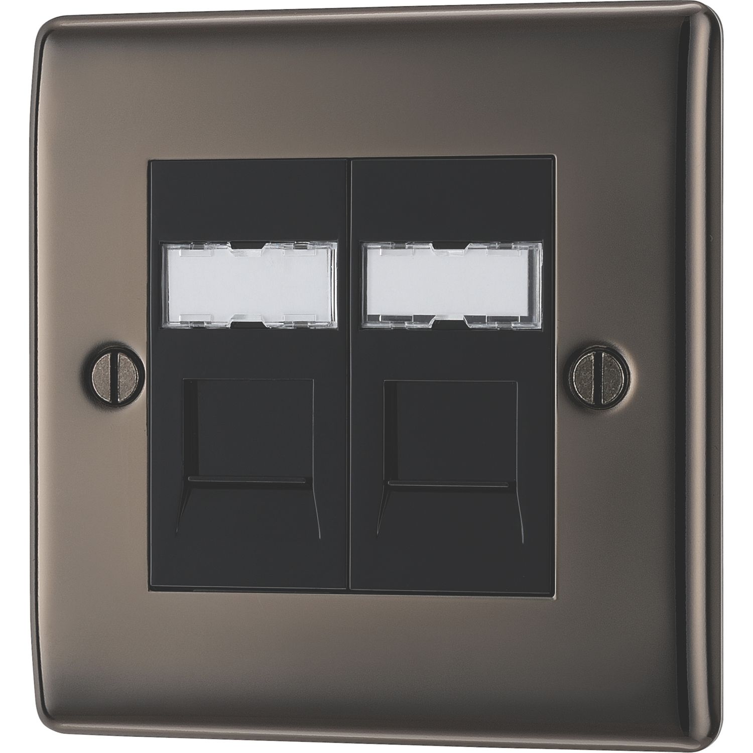 British General Nexus Metal 2-Gang Double RJ45 Ethernet Socket Black Nickel (351XF)