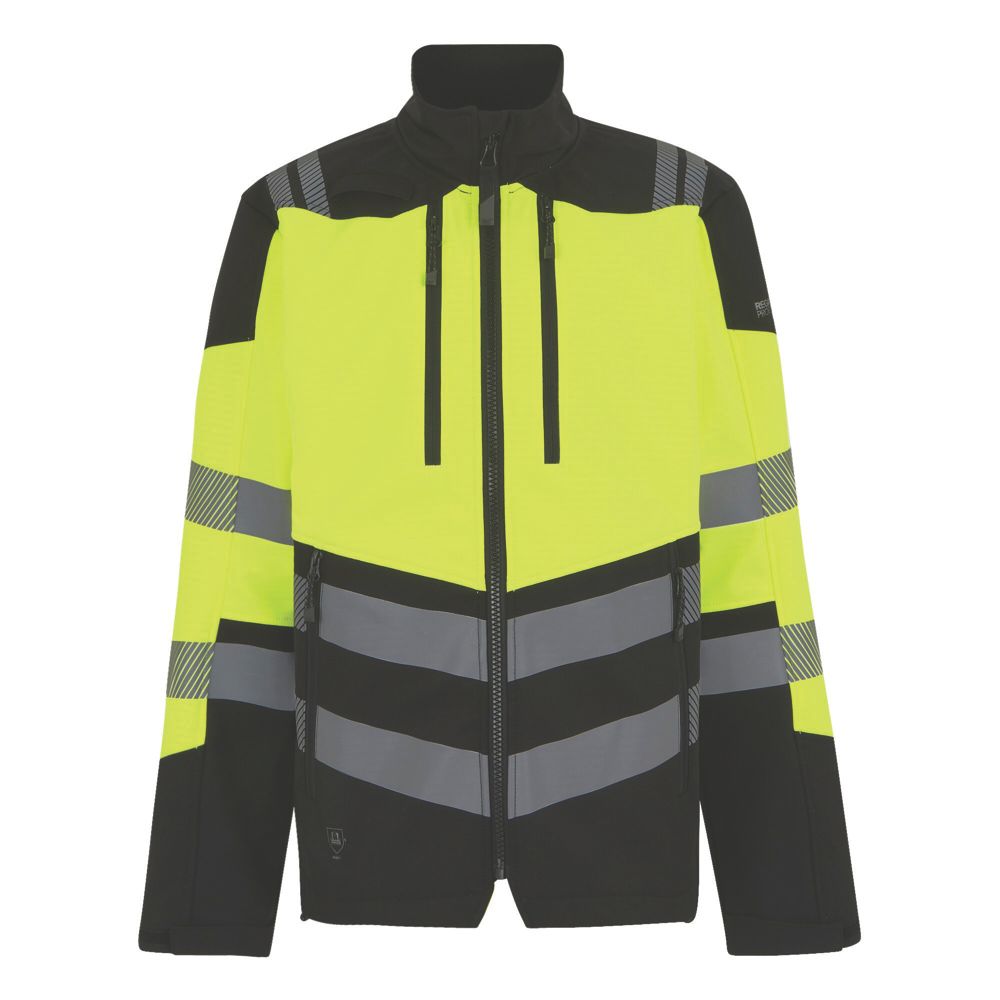 Regatta Hi Vis XPro 3 Layer Softshell Jacket Black/Yellow 2X Large