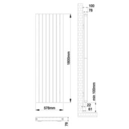 Flomasta  1800mm x 578mm 6179BTU White Vertical Designer Radiator