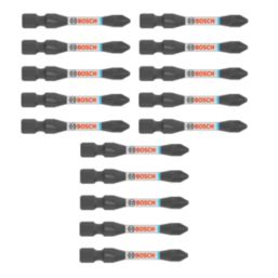 Bosch Pro 1/4" 55mm Hex Shank PH2 Impact Screwdriver Bits 15 Pieces