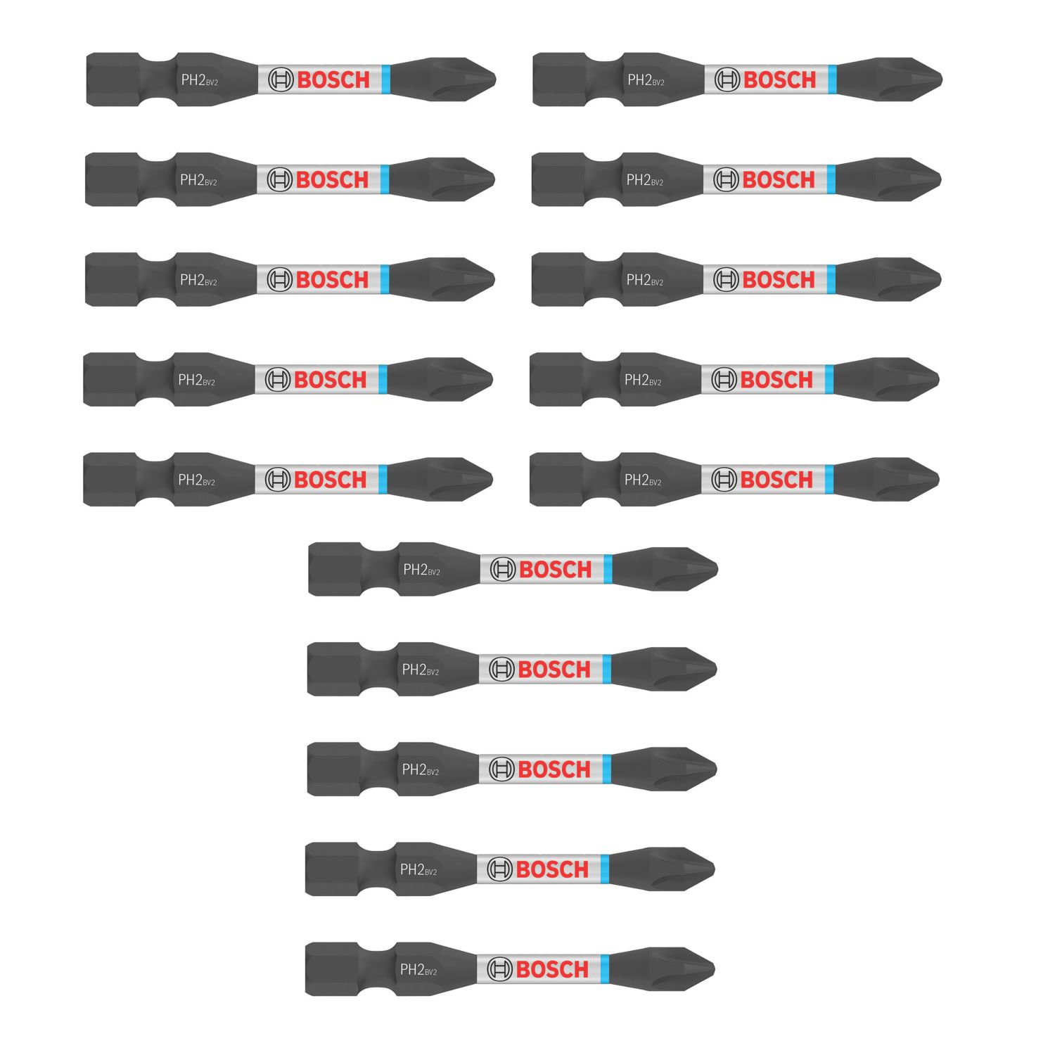 Bosch Pro 1/4" 55mm Hex Shank PH2 Impact Screwdriver Bits 15 Pieces (352AK)