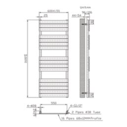 Flomasta Flat Bar 1600mm x 600mm 2917BTU White Vertical Designer Radiator