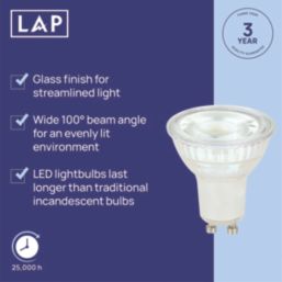 LAP Wide Beam Angle  GU10 LED Light Bulb 345lm 2.5W 5 Pack