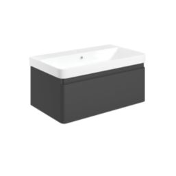 Essentials Genoa Vanity Unit with Basin Matt Black 805mm x 460mm x 360mm