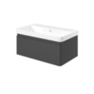 Essentials Genoa Vanity Unit with Basin Matt Black 805mm x 460mm x 360mm