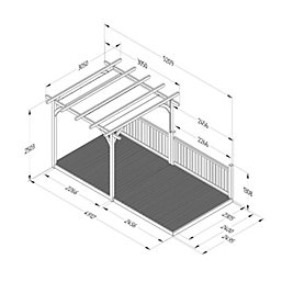 Forest Ultima 16' x 8' (Nominal) Flat Pergola & Decking Kit with 2 x Balustrades (2 Posts) & Canopy