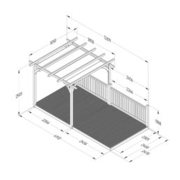 Forest Ultima 16' x 8' (Nominal) Flat Pergola & Decking Kit with 2 x Balustrades (2 Posts) & Canopy