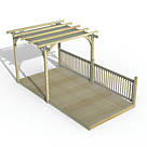 Forest Ultima 16' x 8' (Nominal) Flat Pergola & Decking Kit with 2 x Balustrades (2 Posts) & Canopy