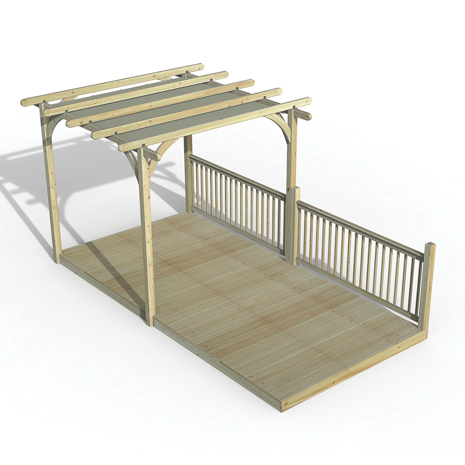 Forest Ultima 16' x 8' (Nominal) Flat Pergola & Decking Kit with 2 x Balustrades (2 Posts) & Canopy (352FL)
