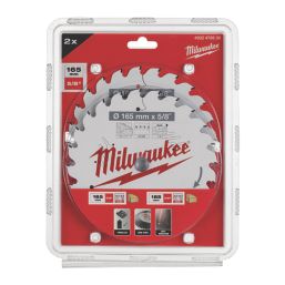 Milwaukee  Wood Circular Saw Blades 165mm x 15.87mm 24T 2 Pack