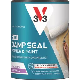 V33  750ml Pure White Eggshell Damp Seal  Paint