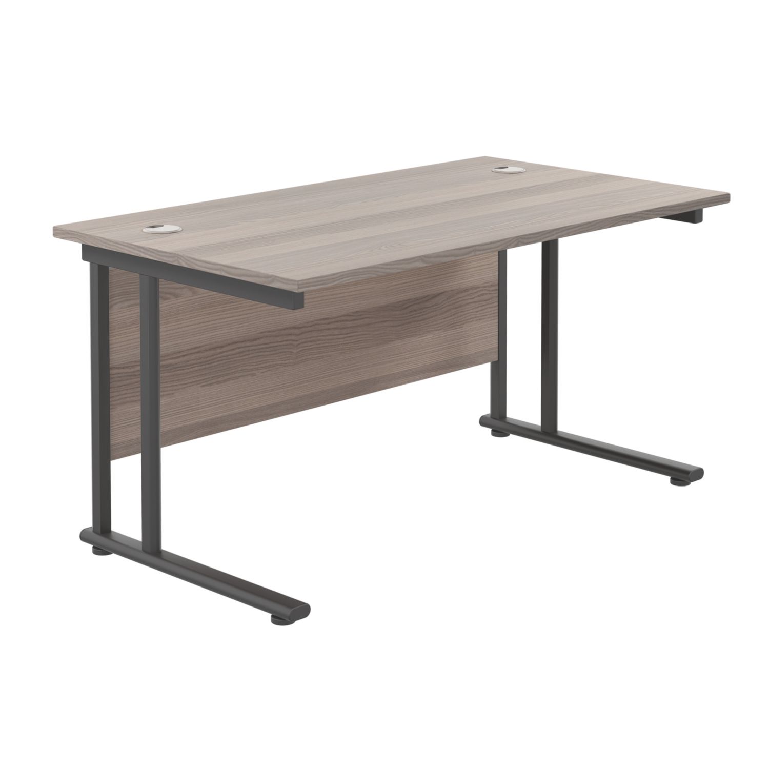 TC Group Aztec Twin Upright Rectangular Office Desk Grey Oak/Black 1400mm x 800mm (352TT)