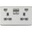 Knightsbridge  13A 2-Gang SP Switched Socket + 2.4A 12W 2-Outlet Type A USB Charger Brushed Chrome with Colour-Matched Inserts