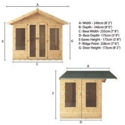 Mercia Premium Sussex 7' 6" x 6' (Nominal) Apex Timber Summerhouse