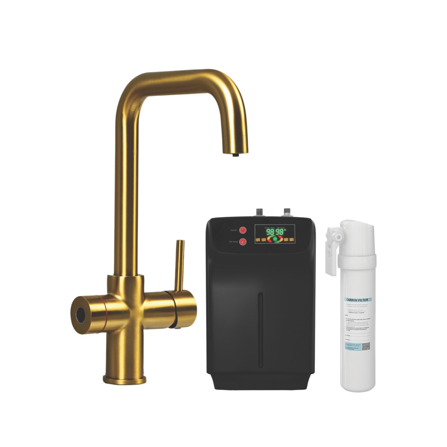 Imprompta Biometric Fingerprint Controlled 4-in-1 Instant Boiling Water Tap Brushed Gold (352YU)