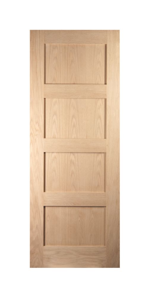 Jeld-Wen  Unfinished Oak Veneer Wooden 4-Panel Shaker Internal Door 2040mm x 726mm