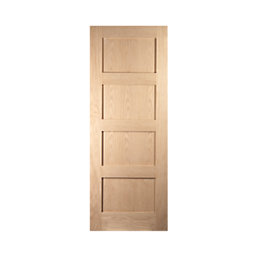 Jeld-Wen  Unfinished Oak Veneer Wooden 4-Panel Shaker Internal Door 2040mm x 726mm