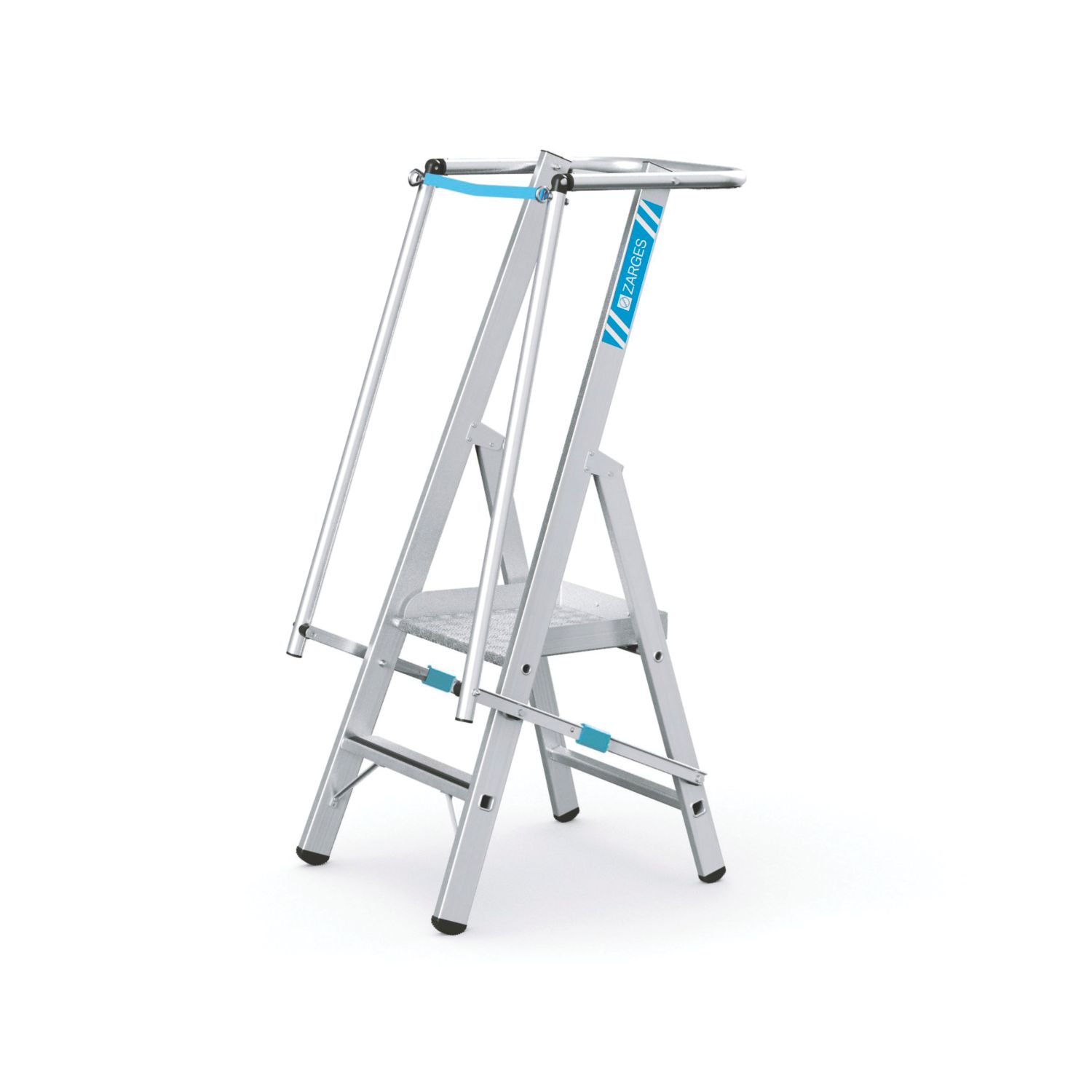 Zarges Aluminium 1.53m 2 Step Platform Step Ladder With Handrail (353CP)