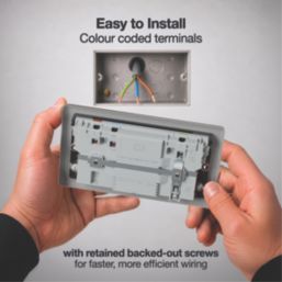 British General Nexus Metal 13A 2-Gang SP Switched Socket + 3.25A 22W 2-Outlet Type C USB Charger Black Nickel with Black Inserts