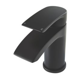 Highlife Bathrooms Coll Matt Black 145mm Cloakroom Lever Mono Basin Mixer Tap  With Clicker Waste