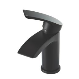 Highlife Bathrooms Coll Matt Black 145mm Cloakroom Lever Mono Basin Mixer Tap  With Clicker Waste