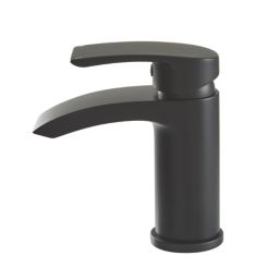 Highlife Bathrooms Coll Matt Black 145mm Cloakroom Lever Mono Basin Mixer Tap  With Clicker Waste