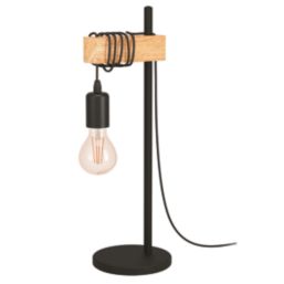 Eglo Townshend Table Lamp Black Brown Screwfix