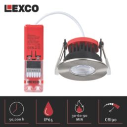 Lexco Tauri Fixed  Fire Rated LED Downlights Brushed Nickel 8W 500-800lm 10 Pack