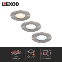Lexco Tauri Fixed  Fire Rated LED Downlights Brushed Nickel 8W 500-800lm 10 Pack