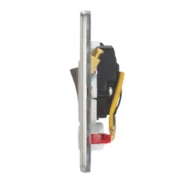 Contactum Lyric 20A 1-Gang DP Control Switch & Flex Outlet Brushed Steel with Neon with White Inserts