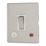 Contactum Lyric 20A 1-Gang DP Control Switch & Flex Outlet Brushed Steel with Neon with White Inserts