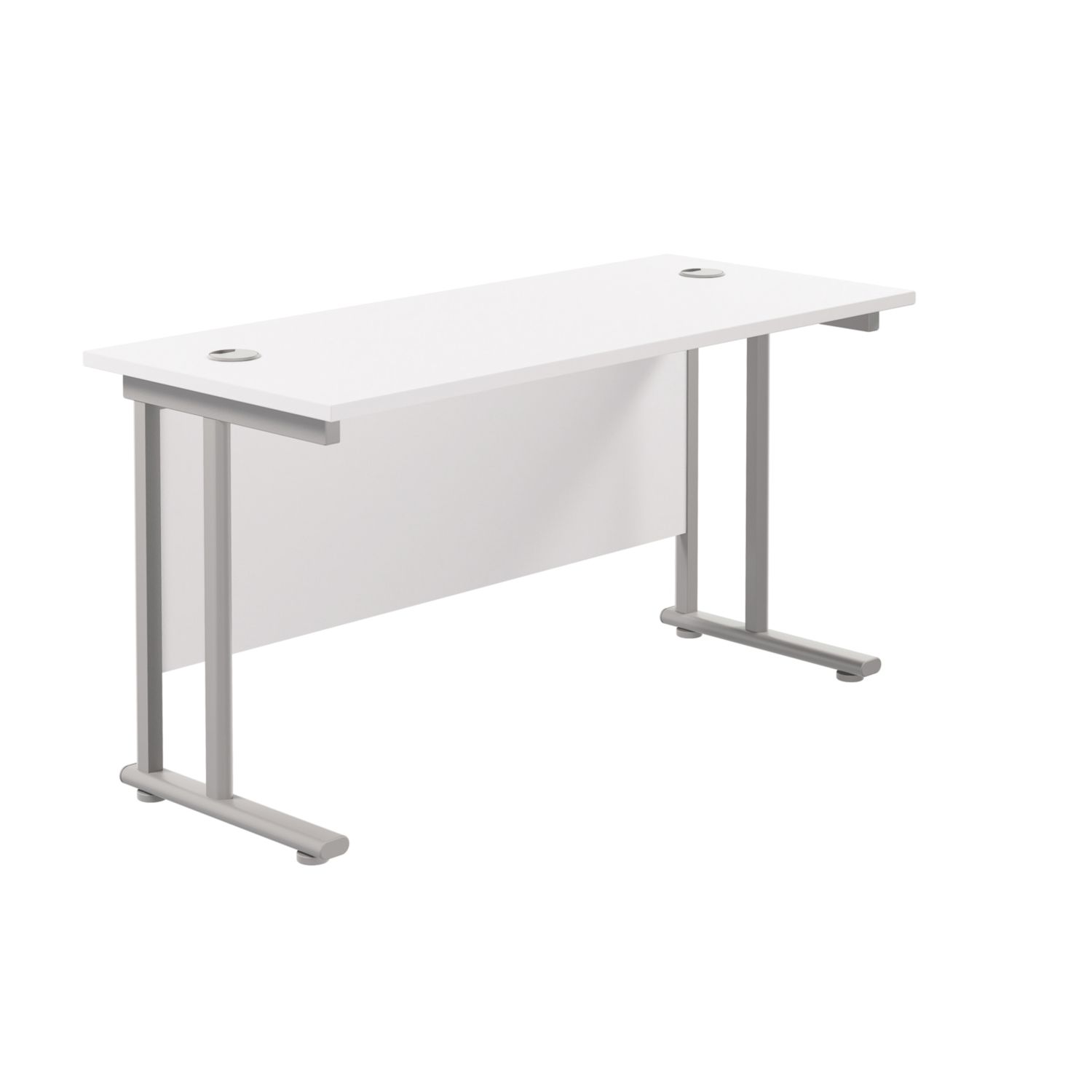 TC Group Aztec Twin Upright Rectangular Office Desk White/Silver 1200mm x 600mm (353TT)