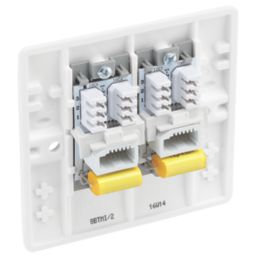 British General 800 Series 2-Gang Master Telephone Socket White