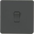 Knightsbridge Screwless 10AX 1-Gang 1-Way Double Pole Switch  Anthracite