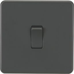 Knightsbridge Screwless 10AX 1-Gang 1-Way Double Pole Switch  Anthracite