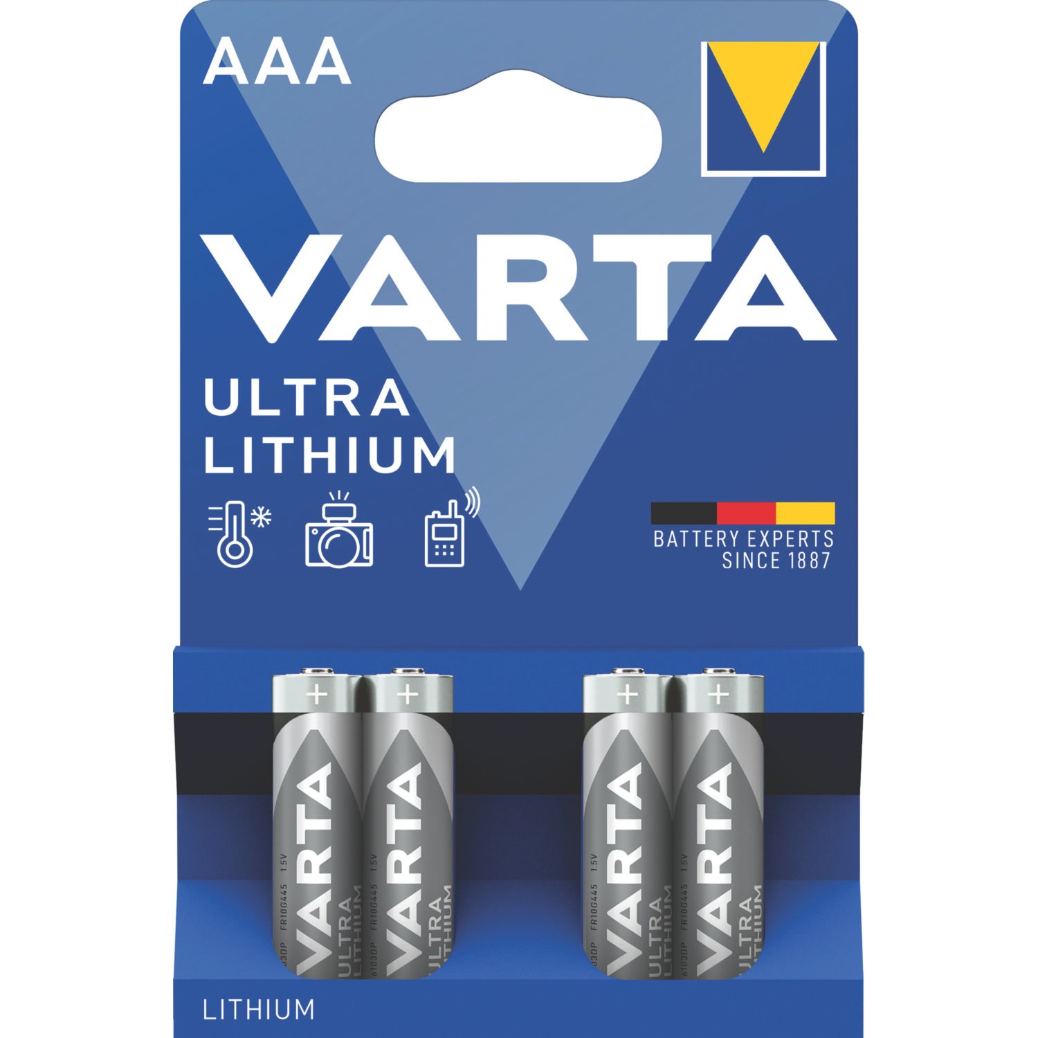 Varta Ultra AAA 1.5V Lithium Batteries 4 Pack (353YE)