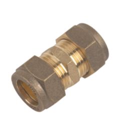 Flomasta  Brass Compression Equal Couplers 15mm 10 Pack